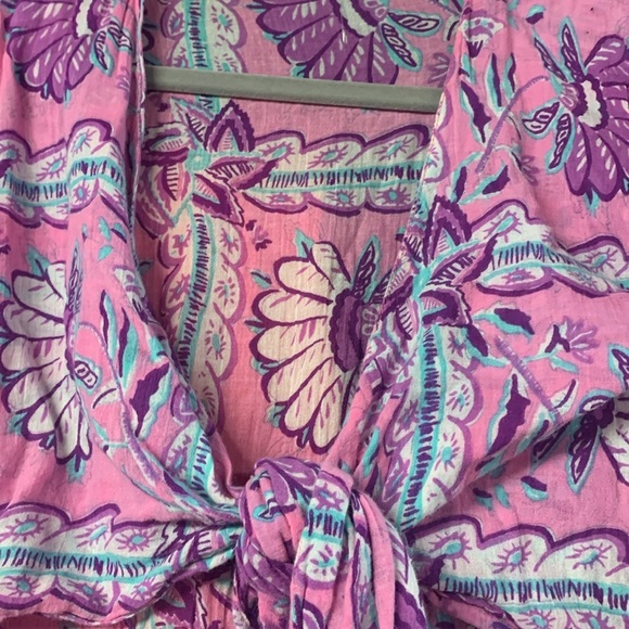 Free People ANTIK BATIK Hupa Gathered Printed Cotton-Voile Maxi Dress XS - Picture 5 of 7